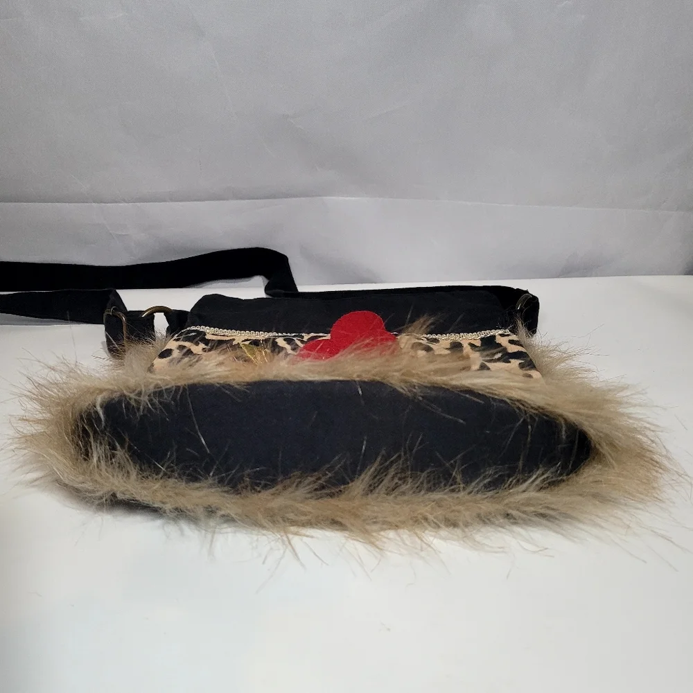 PIER 1 IMPORTS CrossBody Purse Black/Brown Cheetah Red Pink Boho Flower look